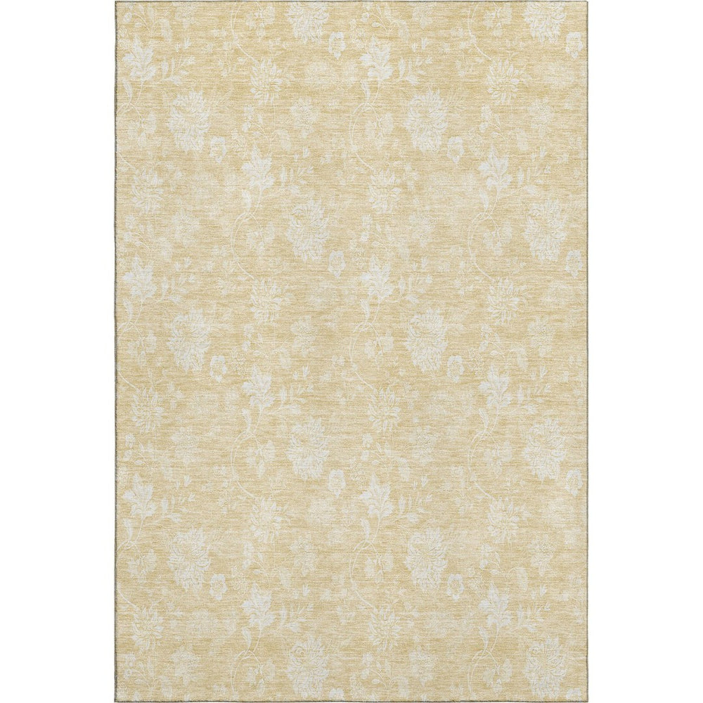 HomeRoots 5' X 8' Elegant Amber and Ivory Floral Area Rug - Washable, Durable, UV Protected for Homes 655988