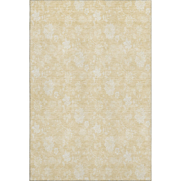 HomeRoots 8' X 10' Elegant Amber And Ivory Floral Area Rug - Stain-Resistant, UV Protected, Family-Friendly Decor 655990