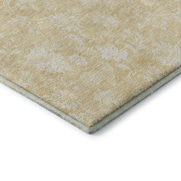 HomeRoots 8' X 10' Elegant Amber And Ivory Floral Area Rug - Stain-Resistant, UV Protected, Family-Friendly Decor 655990