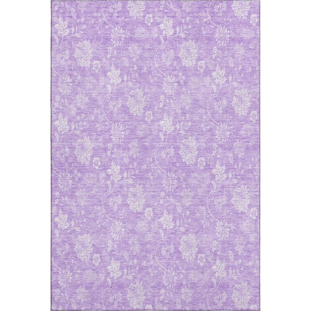 HomeRoots 5' X 8' Lilac and Ivory Floral Area Rug – Durable, Washable, UV-Protected for Stylish Living Spaces 655994