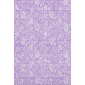 HomeRoots 10' X 14' Lilac & Ivory Floral Area Rug - Durable, Washable, UV-Protected for Homes with Kids & Pets 655998