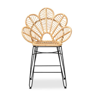 English Elm Modern Rattan Dining Chair Set of Two with Woven Back and Black Iron Base B2750P420357