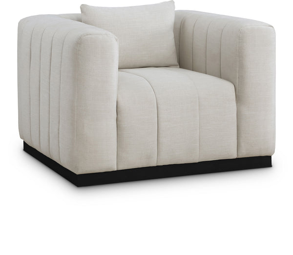 Lucia Beige Linen Textured Fabric Chair 655Beige-C Meridian Furniture