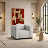 Lucia Beige Linen Textured Fabric Chair 655Beige-C Meridian Furniture