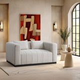 Lucia Beige Linen Textured Fabric Loveseat 655Beige-L Meridian Furniture