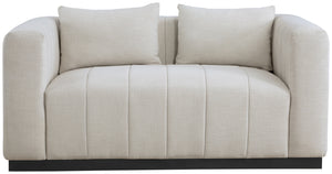 Lucia Beige Linen Textured Fabric Loveseat 655Beige-L Meridian Furniture