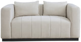 Lucia Beige Linen Textured Fabric Loveseat 655Beige-L Meridian Furniture