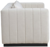 Lucia Beige Linen Textured Fabric Loveseat 655Beige-L Meridian Furniture