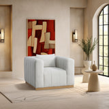 Lucia Cream Linen Textured Fabric Chair 655Cream-C Meridian Furniture