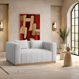 Lucia Cream Linen Textured Fabric Loveseat 655Cream-L Meridian Furniture