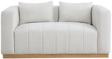 Lucia Cream Linen Textured Fabric Loveseat 655Cream-L Meridian Furniture