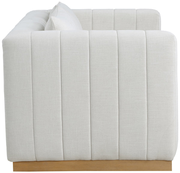 Lucia Cream Linen Textured Fabric Loveseat 655Cream-L Meridian Furniture