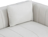 Lucia Cream Linen Textured Fabric Loveseat 655Cream-L Meridian Furniture