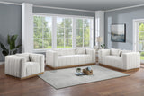 Lucia Cream Linen Textured Fabric Loveseat 655Cream-L Meridian Furniture