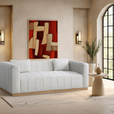 Lucia Cream Linen Textured Fabric Sofa 655Cream-S Meridian Furniture