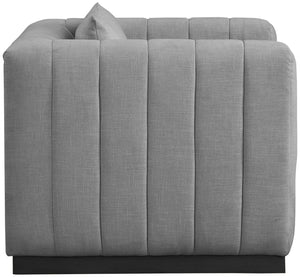 Lucia Grey Linen Textured Fabric Chair 655Grey-C Meridian Furniture