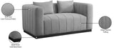 Lucia Grey Linen Textured Fabric Loveseat 655Grey-L Meridian Furniture