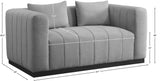 Lucia Grey Linen Textured Fabric Loveseat 655Grey-L Meridian Furniture