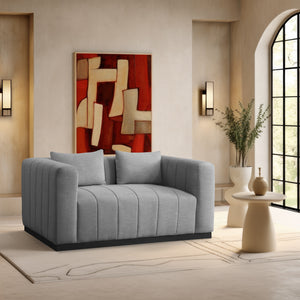 Lucia Grey Linen Textured Fabric Loveseat 655Grey-L Meridian Furniture