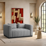 Lucia Grey Linen Textured Fabric Loveseat 655Grey-L Meridian Furniture