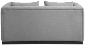 Lucia Grey Linen Textured Fabric Loveseat 655Grey-L Meridian Furniture