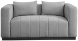 Lucia Grey Linen Textured Fabric Loveseat 655Grey-L Meridian Furniture