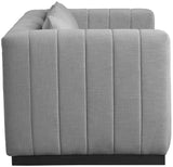 Lucia Grey Linen Textured Fabric Loveseat 655Grey-L Meridian Furniture