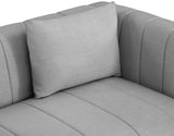 Lucia Grey Linen Textured Fabric Loveseat 655Grey-L Meridian Furniture