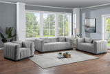 Lucia Grey Linen Textured Fabric Loveseat 655Grey-L Meridian Furniture