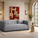 Lucia Grey Linen Textured Fabric Sofa 655Grey-S Meridian Furniture