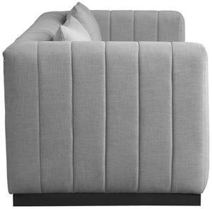 Lucia Grey Linen Textured Fabric Sofa 655Grey-S Meridian Furniture