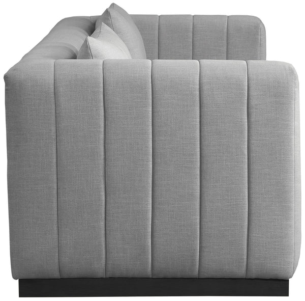 Lucia Grey Linen Textured Fabric Sofa 655Grey-S Meridian Furniture