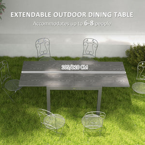 English Elm Outsunny Extendable Outdoor Dining Table - 41" To 83" Aluminum Frame & Stylish Wood-Effect Top W2225P200709-GIGA