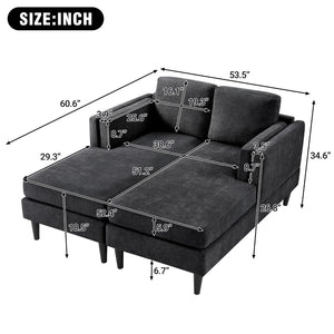English Elm Swivel Barrel Accent Chair Chenille Tufted Round Club Seat for Living Room Lounge Black N719S002310B