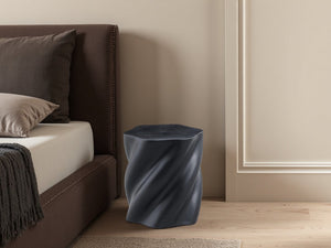 English Elm 19.69'' Petal Shaped Fiberglass Drum Side Table Sculptural Organic Modern Living Room W2664P462012