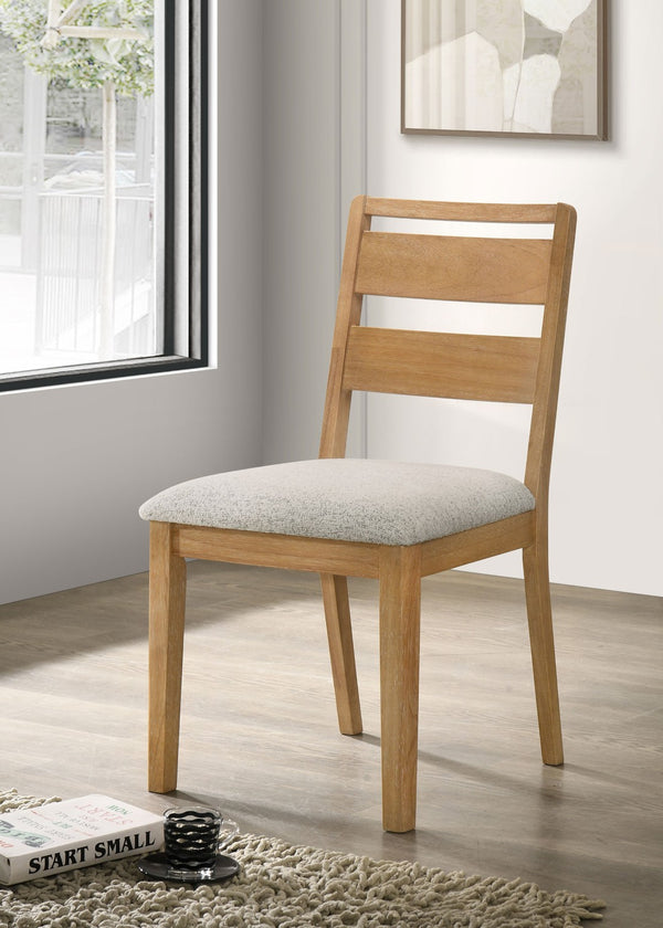 English Elm Set of 2 Ladder Back Dining Chairs Washed Oak Frame Bouclé Cushion Farmhouse B016P453424