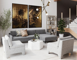 Sunpan Dallin Lounge Chair - Contemporary Design with Eye-Catching Shape and Fully Upholstered Legs Boho Oatmeal