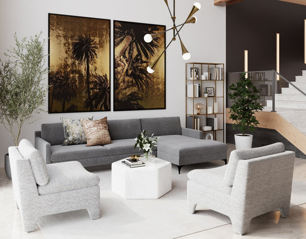 Sunpan Dallin Lounge Chair - Contemporary Design with Eye-Catching Shape and Fully Upholstered Legs Boho Oatmeal