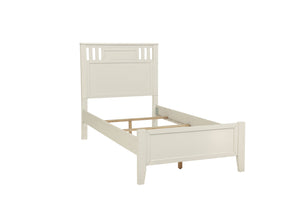 English Elm Simple Modern Full Size Bedframe with Carved Vertical Lines, Rubberwood MDF Construction, Elegant Design White 80 L x 8 W x 4 H B011S01986