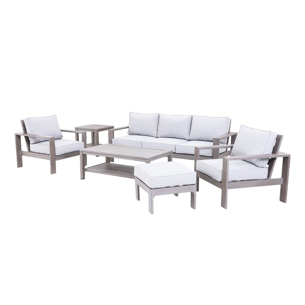 English Elm 6-Piece Deep Seating Set Brama/Taupe — Weather-Resistant Aluminum Frame, UV-Protected Cushions, Seats 5 B010S00465