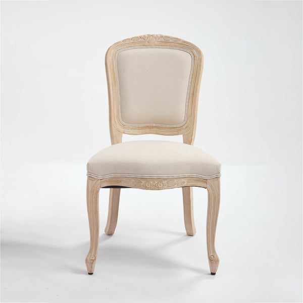 English Elm French Country Dining Chairs Set Of 2 - Stylish Upholstered Design, Fan-Back Comfort For Any Space W3426P324536