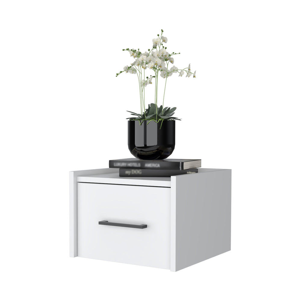 English Elm Elfrida Floating Nightstand Wall-Mounted with Single Drawer and Spacious Top Shelf, Modern Finish B128P148912