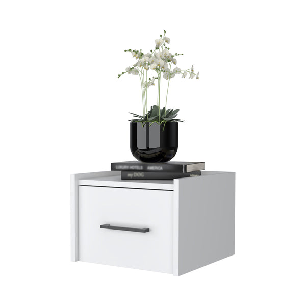 English Elm Elfrida Floating Nightstand Wall-Mounted with Single Drawer and Spacious Top Shelf, Modern Finish B128P148912