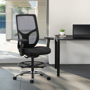 OSP Home Furnishings Drafting Chair with Progrid Mesh Back Ergonomic Lumbar and Pneumatic Height Adjustment 99583FDC-30