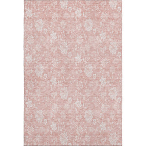 HomeRoots 5' X 8' Pink and Ivory Floral Washable Area Rug - UV Protected, Stain Resistant, Perfect for Families 656000