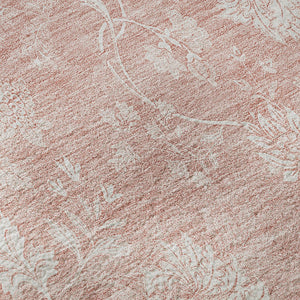 HomeRoots 8' X 10' Floral Area Rug in Pink and Ivory - Washable, UV Protected, Perfect for Homes with Kids & Pets 656002