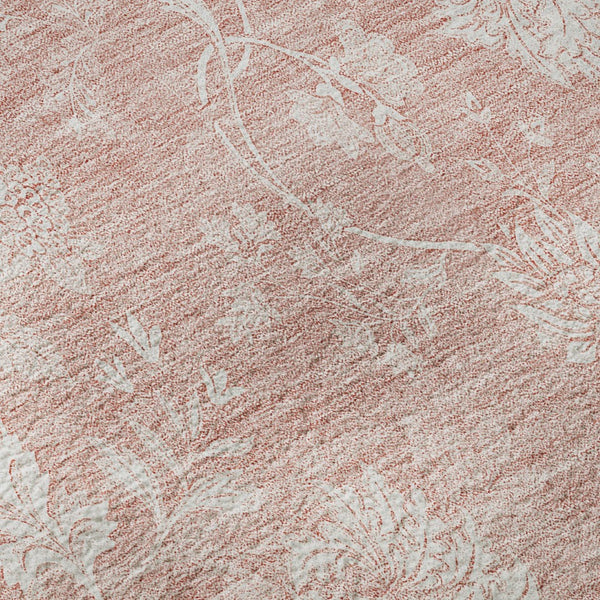 HomeRoots 8' X 10' Floral Area Rug in Pink and Ivory - Washable, UV Protected, Perfect for Homes with Kids & Pets 656002