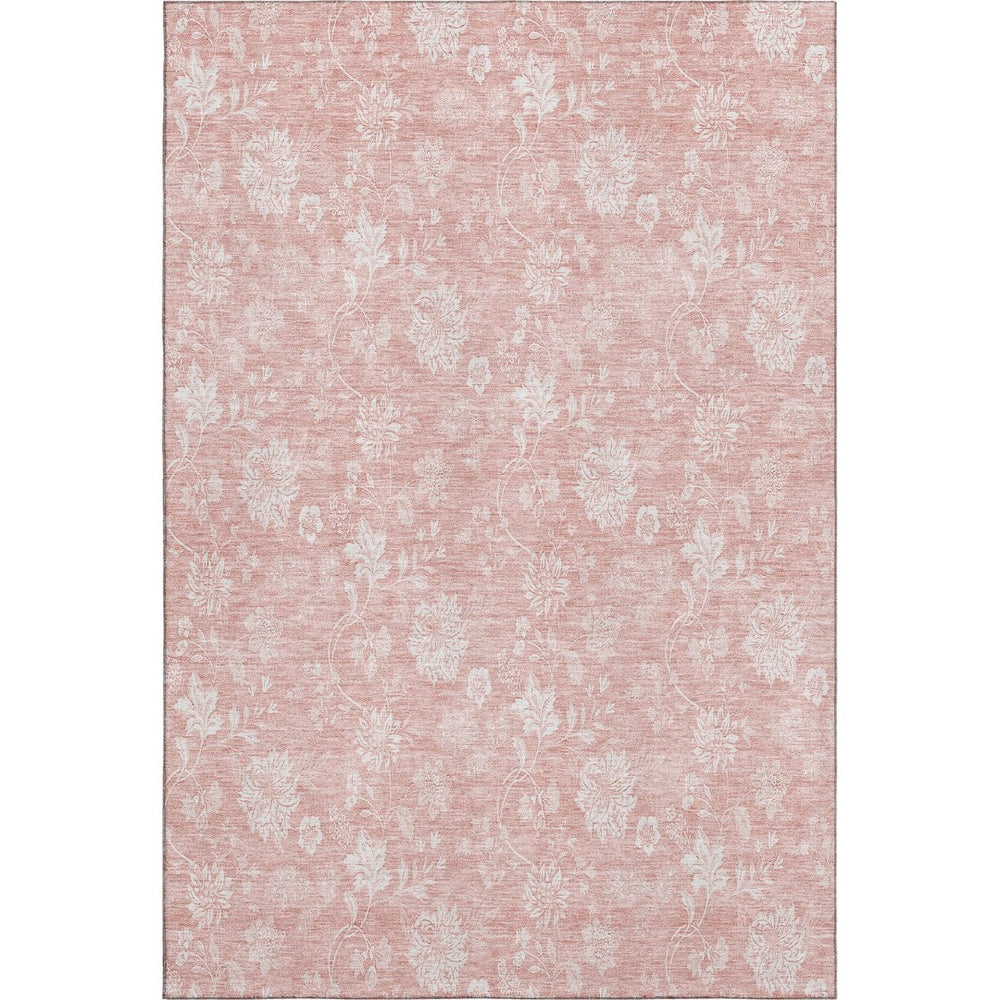 HomeRoots 10' Pink and Ivory Floral Area Rug - Washable, UV Protected, Stain Resistant, Perfect for Family Homes 656004