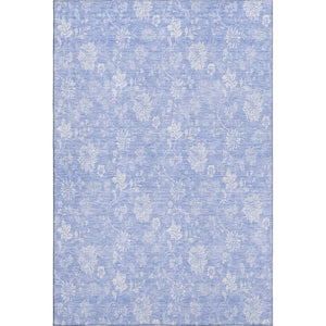 HomeRoots 9' X 12' Sky Blue Floral Area Rug - Washable, UV Protected, Durable & Ideal for Busy Homes 656009