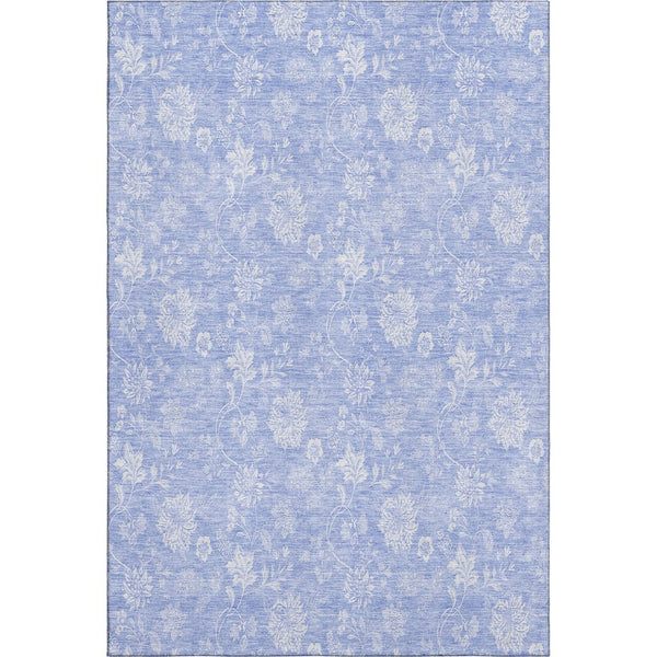HomeRoots 9' X 12' Sky Blue Floral Area Rug - Washable, UV Protected, Durable & Ideal for Busy Homes 656009